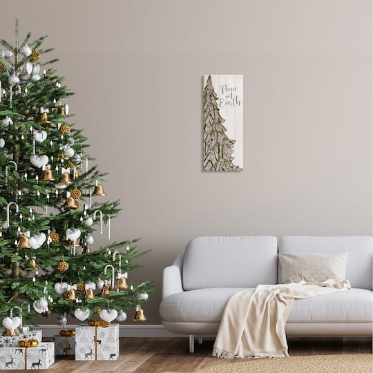 Stupell Industries Peace On Earth Tree Phrase Canvas Wall Art